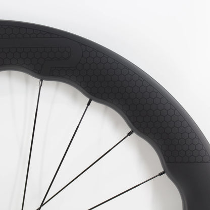 New 700C 65mm wave Road Bike UD Full Carbon Fibre Bicycle Thru Axle Center lock Disc brake Wheelset clincher tubeless rims 25mm