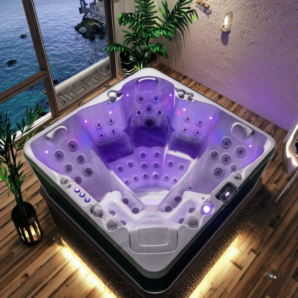 Outdoor Portable Massage Spa, 130 Jet Inflatable Hot Tub Pool, Heated Whirlpool for Couples & Garden Party