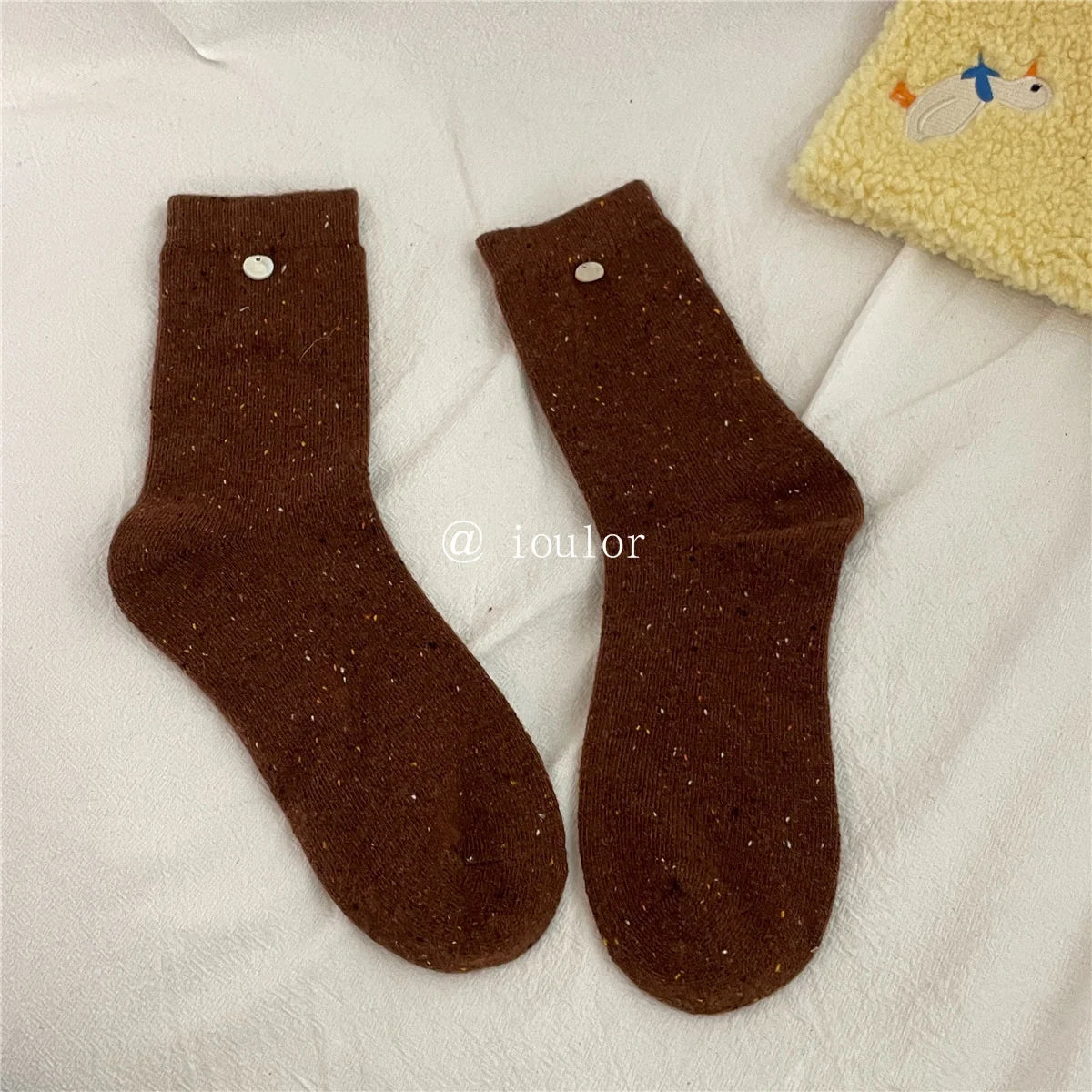 SP&CITY Colored Dotted Sheep Woolen Socks Women's Winter Warm Keeping Middle Tube Socks Casual Thick Korean Fashion Stockings