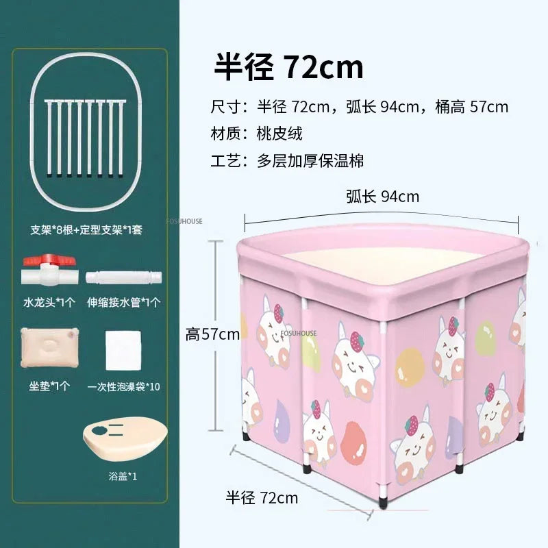 Household Triangular Bathtub Foldable Bath Bucket Swimming Pool Dual-use Portable Steam Sauna Fan-shaped Bath Barrel