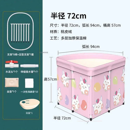 Household Triangular Bathtub Foldable Bath Bucket Swimming Pool Dual-use Portable Steam Sauna Fan-shaped Bath Barrel