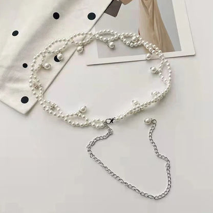 100cm Temperament Elegant Pearl Belt Waist Belt Female Girls Dress Crystal Strap Pearl Wedding Chain Belts Girl Accessories