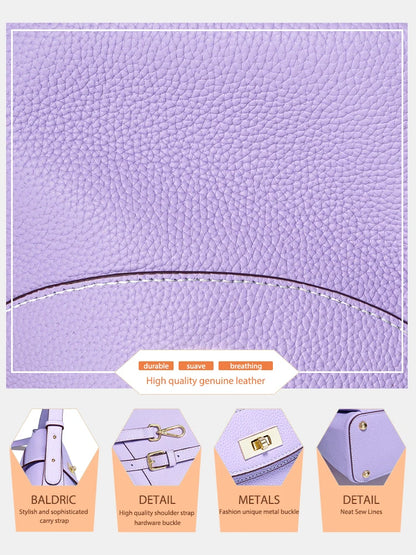 Zency Luxury Genuine Leather Tote Bag For Women Elegant High End Bag Shoulder Crossbody Handbag Top Handle Bags Noble Purple Bag