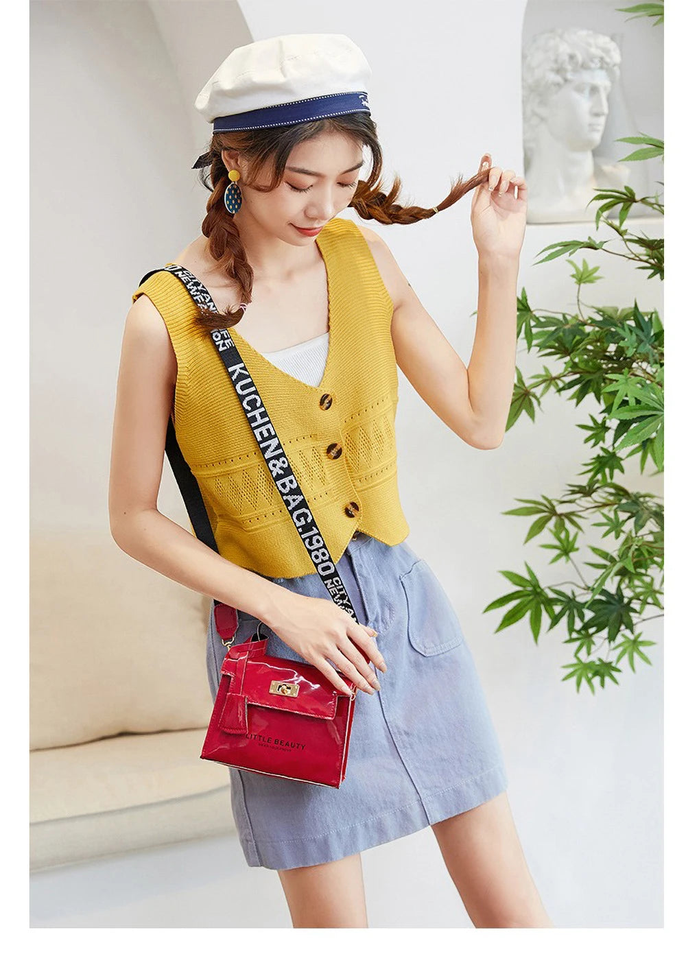Bright Leather Kelly Bag - Printed Shoulder Crossbody Purse, Women's Easy-to-Match Fashion Handbag
