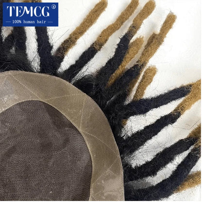 Dreadlock Toupee Men Male Hair Prosthesis Mono Afro Curly Hair System Unit for Black Men 100% Natural Human Hair Men's Wig