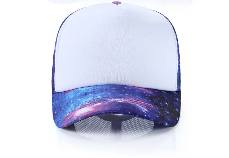 Newest Hot Sell Starry Sky Sports Caps Sublimation Blank Baseball Caps Summer Mesh Hats Adjustable Hat For Custom Printing Logo