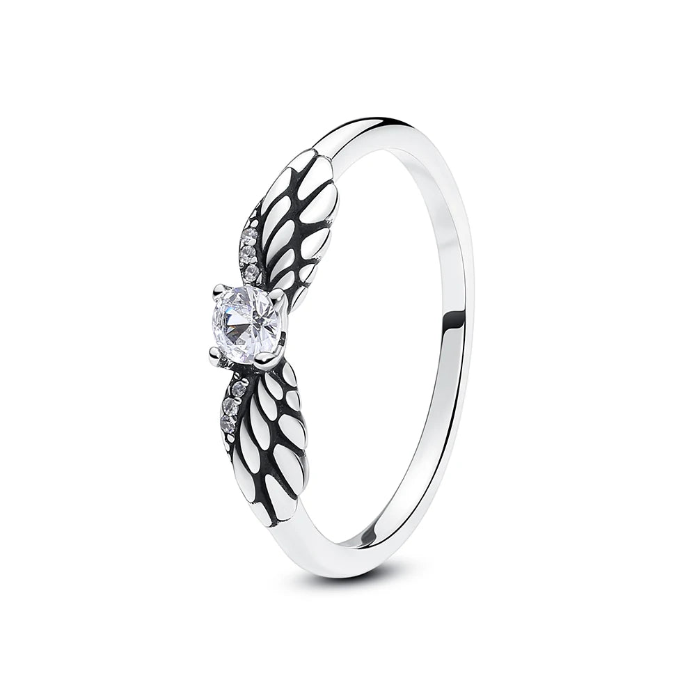 Original 925 Sterling Silver Ring Love Heart Pave CZ Crystal Stackable Rings For Women Wedding Engagement Birthday Gift Jewelry