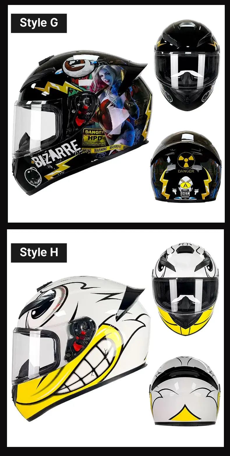 Adult Helmets For Motorcycle Full Face Helmet HD Visors Capacete De Moto Capacetes DOT Approved