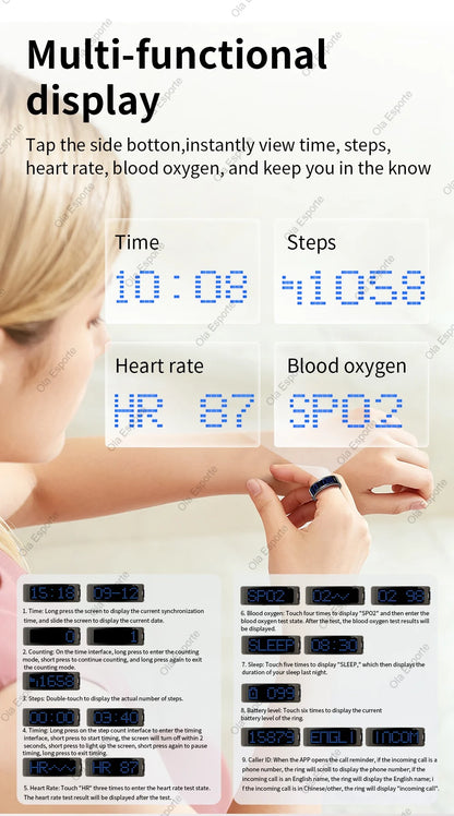 Call ID Reminder Smart Ring Heart Rate Blood Pressure Monitor Men Women Smartring 5ATM Waterproof Health Multi Sports Ring 2026