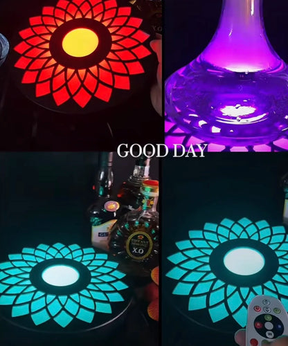 LED Smoking Table Lamp with Laser Light & Charging Base for Hookah Portable Neon Smoke Glow Lamp for Bar Party Laser Effects