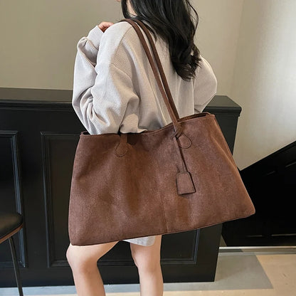 Elegant Shoulder Bag Pouch Suede Shoulder Bag Korean Style Storage Suede Handbag Suede Bucket Bag All-match Underarm Tote Bag