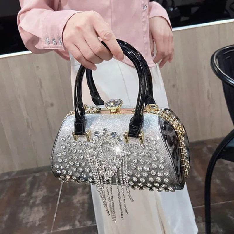 Fashion Diamonds Leather Women's Handbag Small Shoulder Cross-Body Bag New Elegant Evening Bag Portable Girls Party Dinner Bags