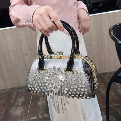 Fashion Diamonds Leather Women's Handbag Small Shoulder Cross-Body Bag New Elegant Evening Bag Portable Girls Party Dinner Bags