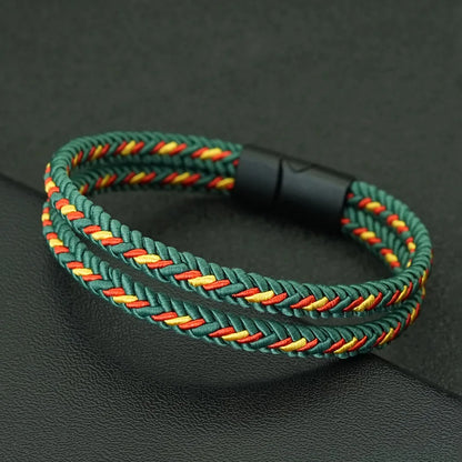 Noter New Pride Rainbow Braided Bracelet For Men Women Handmade Woven Rope Bangle Magnetic Clasp Wristband Versatile Jewelry