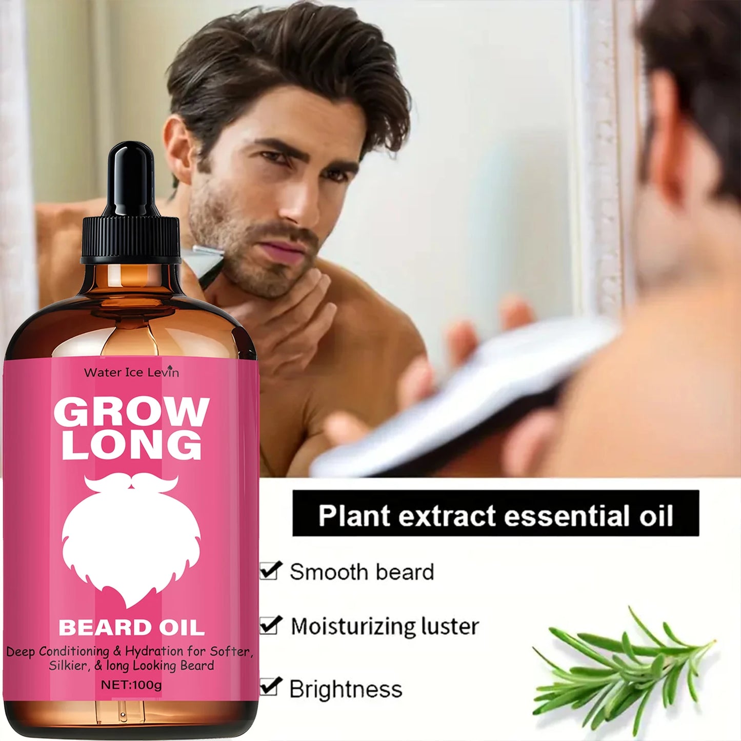 Beard Conditioning Oil 100g, with Keratin & Caffeine, Softens and Styles Beard, Daily Hydration for a Fuller Look, Fast Shipping
