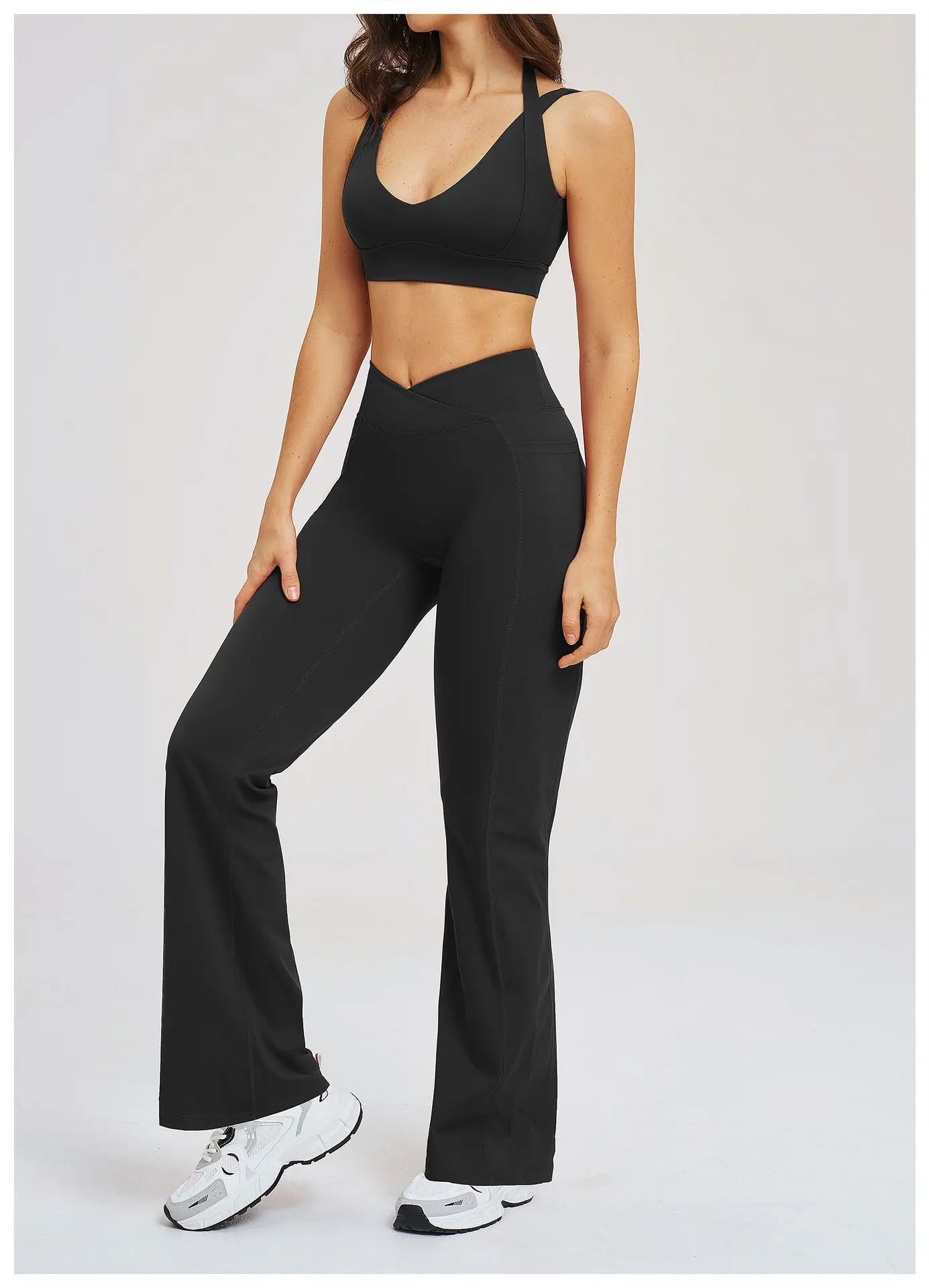 2 Piece Yoga Clothes Women's Sexy Wear Sexy Sport Bra High Waist Flared Pant Fitness Suit Gym Workout Jogging Sports Yoga Set