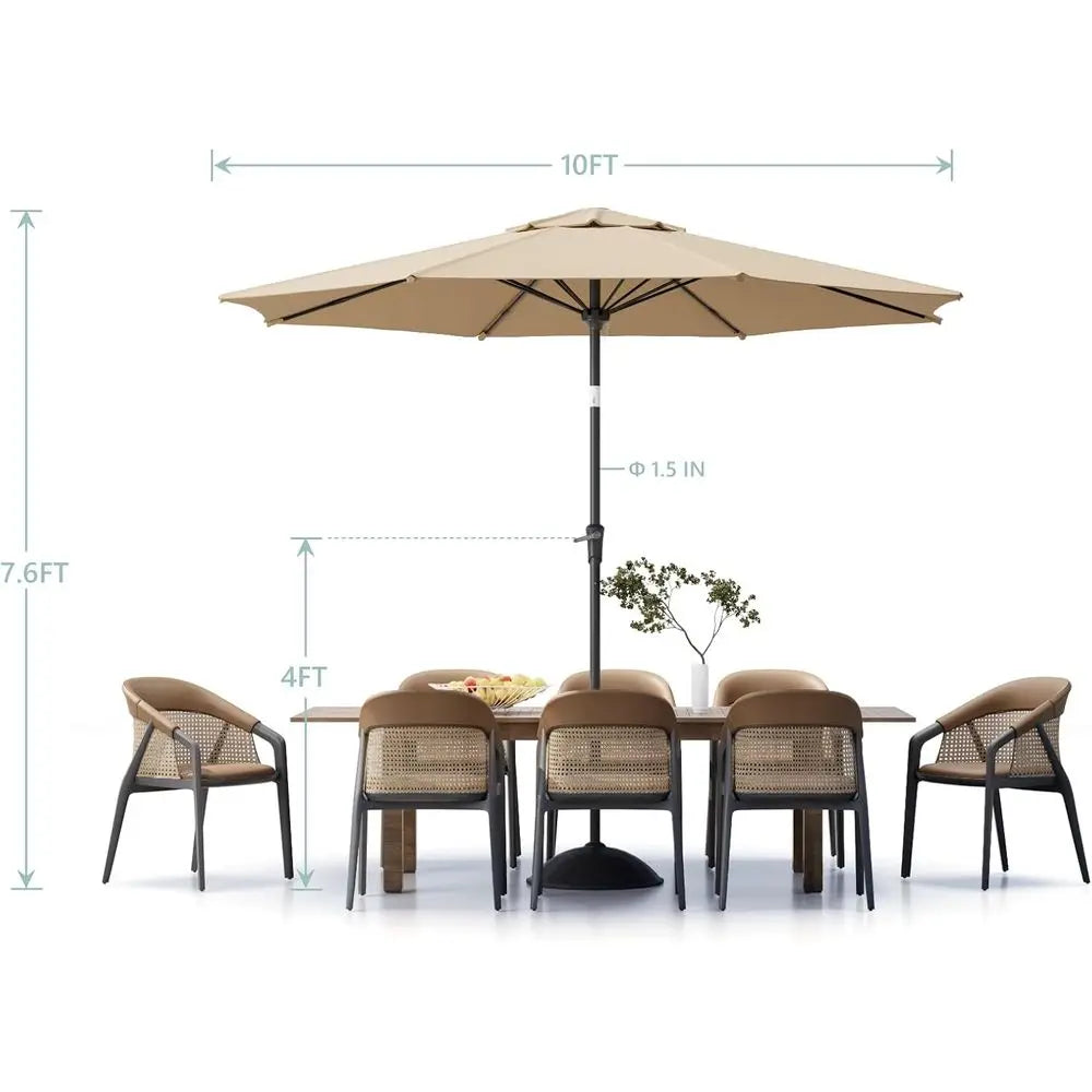 Outdoor Patio Umbrella with 8 Ribs, Push Button/Crank, Suitable for Pool, Deck, Garden, and Backyard