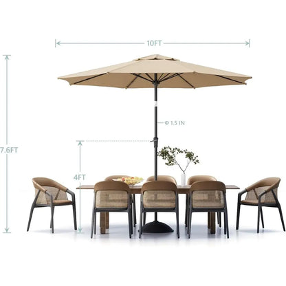 Outdoor Patio Umbrella with 8 Ribs, Push Button/Crank, Suitable for Pool, Deck, Garden, and Backyard