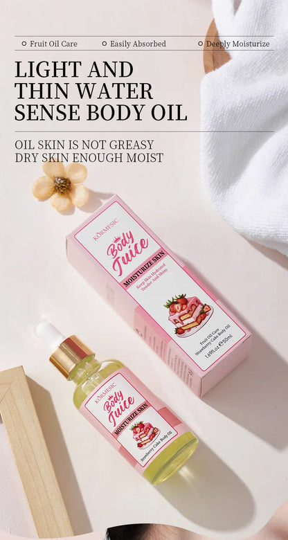 KORMESIC Strawberry Cake Body Oil - Hydrating Moisturizing Nourishing Skin Long-lasting Sweet Fragrance For All Skin Types