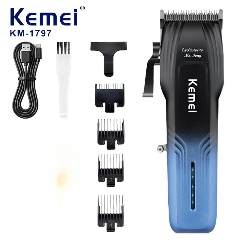 Kemei KM-1797 Powerful Cordless Hair Clipper Electric Professional Barber Hair Trimmer Beard Haircutting Machine Rechargeable