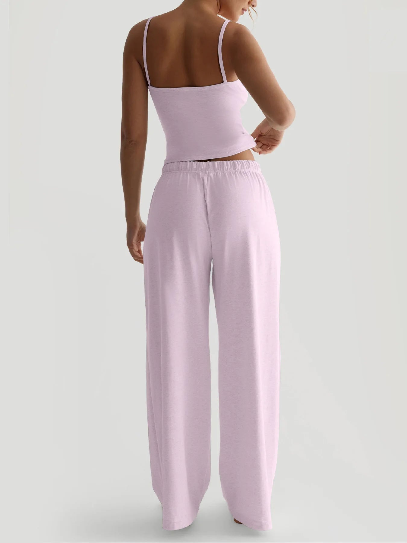 2026 Women's Summer Leisure Pants Outfits Fashion Solid Halter Tie-Up Backless Tank Tops Wide-Leg Pants 2 Pieces Set Streetwear