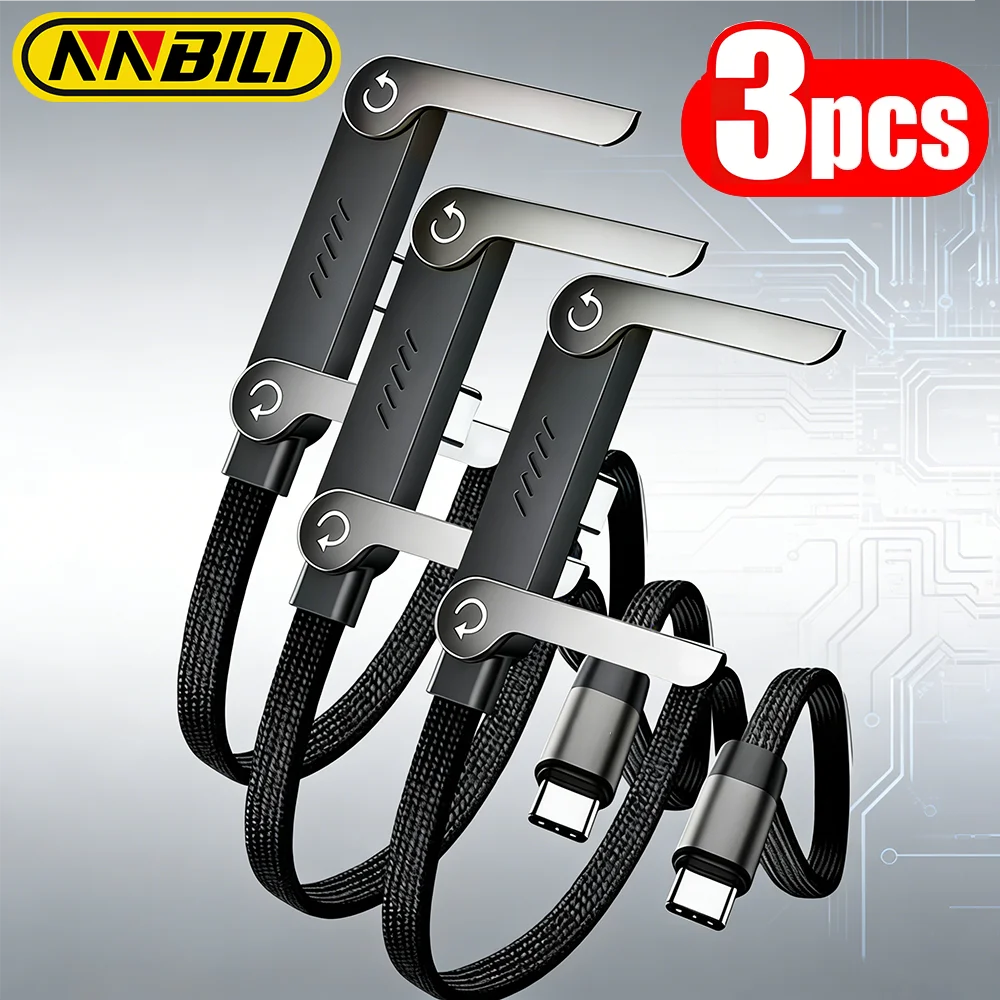 NNBILI 1/3Pcs 2-IN-1 Type-C Cable Foldable Mobile Phone Holder 240W Fast Charging Data Cable Multifunction Phone Charge Bracket