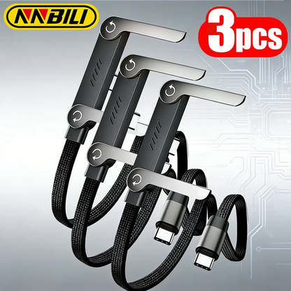 NNBILI 1/3Pcs 2-IN-1 Type-C Cable Foldable Mobile Phone Holder 240W Fast Charging Data Cable Multifunction Phone Charge Bracket