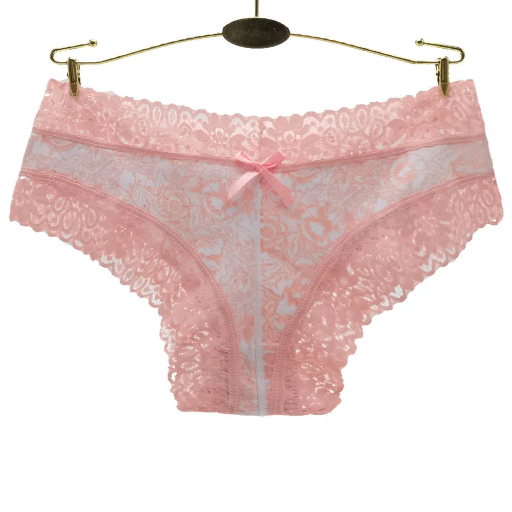Sexy Lace Women Panties Cotton Underwear Girls Bow Briefs New Ladies Bikini 5 Pcs/set
