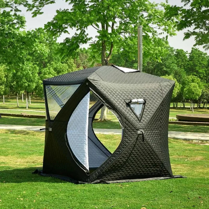 Tente de sauna mobile extérieure carrée portable, adaptée à la randonnée  camping en hiver, avec fonction d'isolation thermique