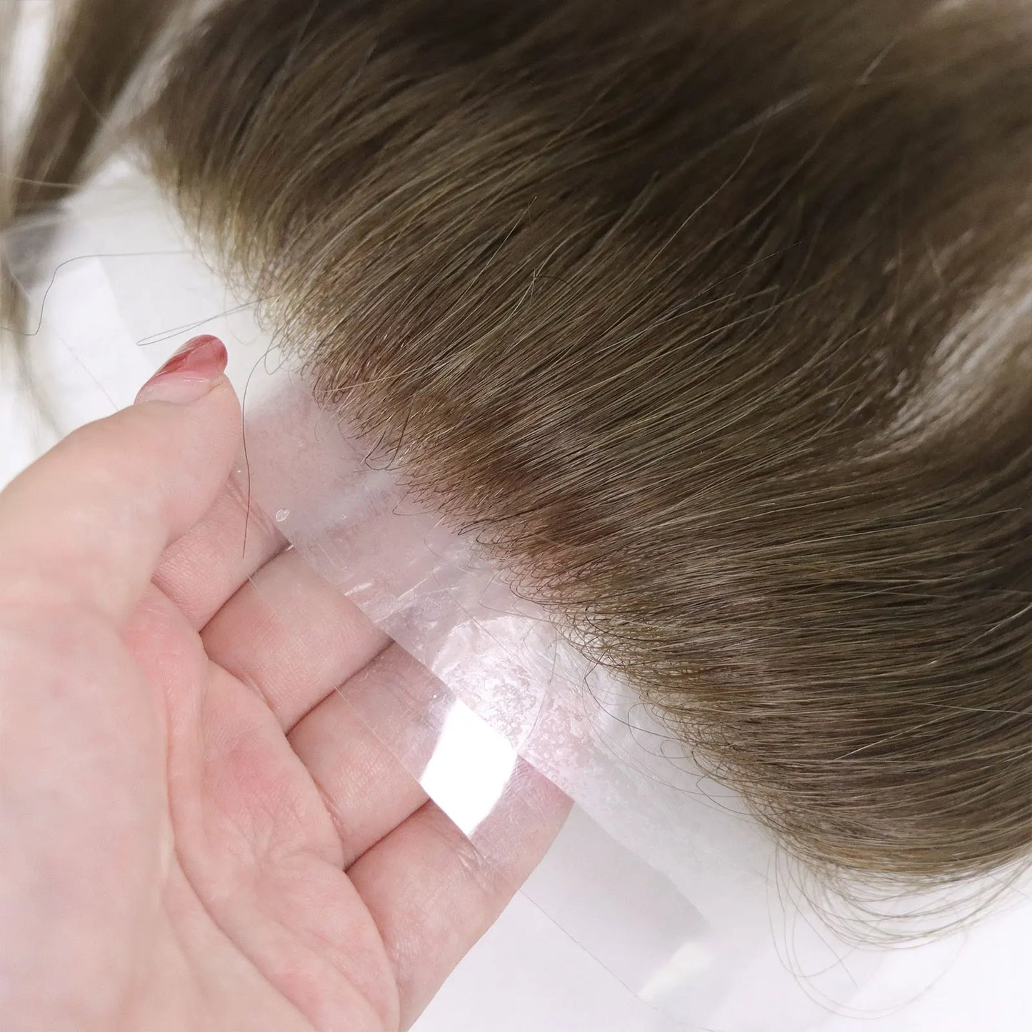 Men Toupee For Forehead 0.06mm Ultra Thin Skin #4 Brown Front Hairline Patch For Male Human Hair Wig Capillary Prosthesis Peruk