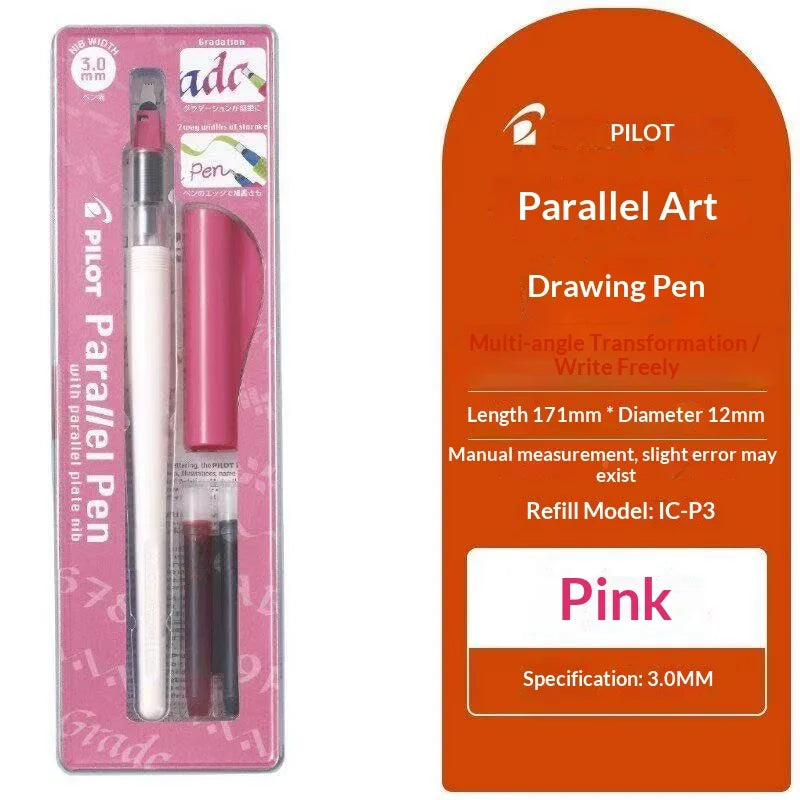 Original PILOT FP3-15-SS Parallel Pen Multi Sizes Flat Tip Calligraphy Fountain Pen Practice Gothic Italic Hand Lettering Suppli