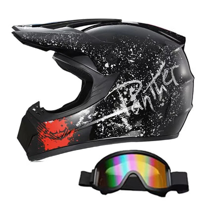 Motocross and Off-Road Helmet Set - Extreme Youth Challenge Full Helmet, Goggles, Gloves, and Protective Gear