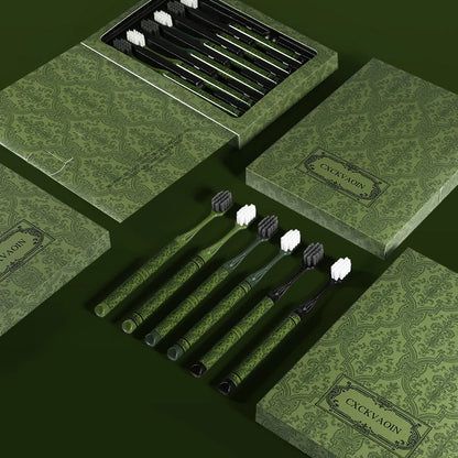 [6-Pcs Gift Boxes] Forest Travel Series Home Couple Travel High-end Adult Small Head Soft-bristled Toothbrush