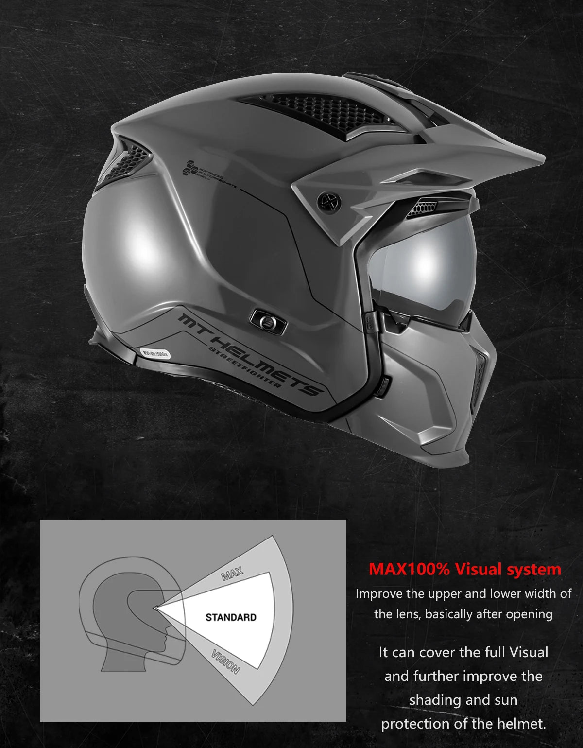 Modular Helmet for Motorcycle Matt / Gloss Mt Original Motocross Helmets Streetfighter Sv Half Open Face Maxvision Tech M-3Xl