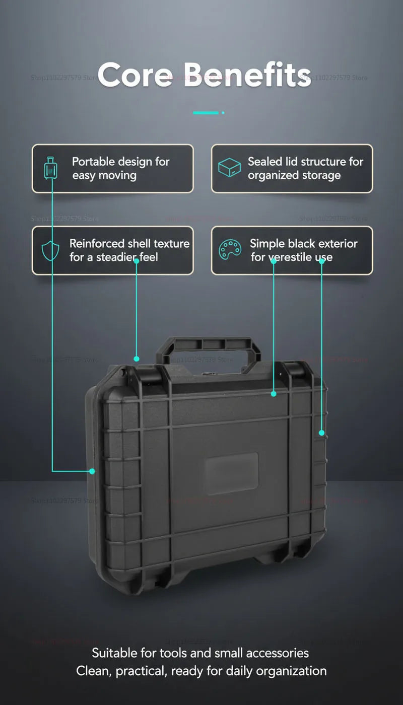Portable Hard Tool Box With Pre-Cut Foam Storage Box, Shockproof, Pressure Reducing, Dustproof, Suitable For Home/Outdoor Use.