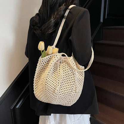 Chic Simple Lady Large Capacity Shoulder Bags Shopping Beach Bag for Women Casual Straw Woven Tote Bag Female Handbag Purses