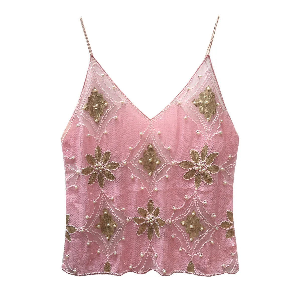 Sexy Sequins Beaded Camisoles Women Glitter Sleeveless Backless Pleated Sling Crop Tops 2026 Spring Summer Club Party Tank Lady
