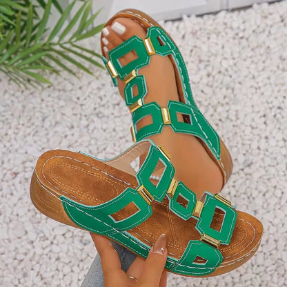 New Women Sandals Roman Style Sandals Women Open Toe Beach Slippers Summer Wedges Comfortable Outdoor Slip-On Shoes Women