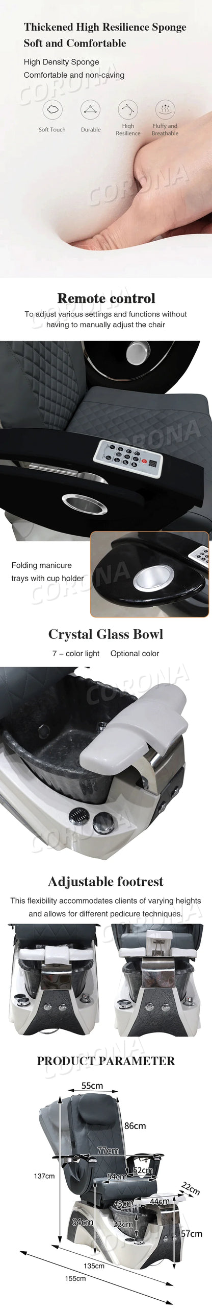 Luxury Pedicure Spa Massage Chair For Nail Salon Modern Beauty Salon Furniture Electric Kneading Massage Foot Spa Chair