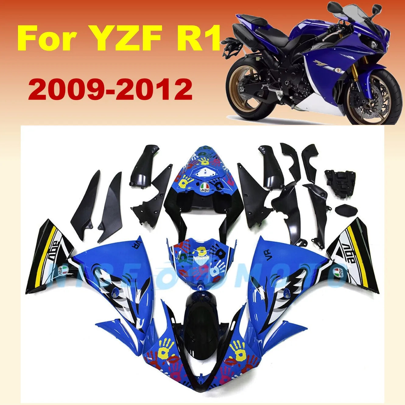 Blue Shark Fairing kit For YAMAHA YZF R1 2009 2010 2011 2012 Cowling YZF R1 09 10 11 12 Sportbike Rebuild Bodys set