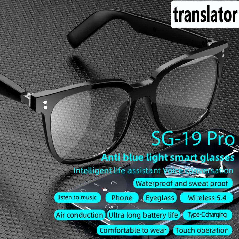 AI Smart Translate Eyeglasses BT 5.4 Call Intelligent Translator Glasses Magnetic Frame Sports Sun Glasses for Men Women