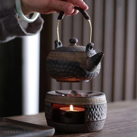 Ceramic Warm Tea Stove Ceramic Teapot Handle Pot Heating Furnace Kettle Tea Making Utensils Boiling Teapot Set Home Teaware Gift