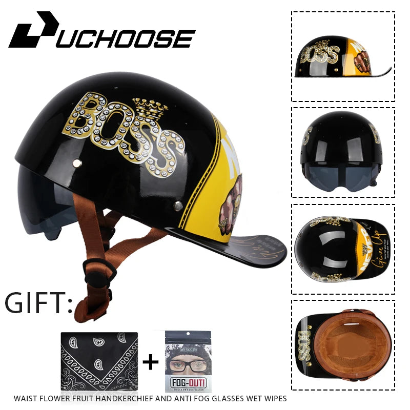 Adult Open Face Summer Retro Motorcycle Vintage Half Helmet Baseball Cap Helmets Children Riding Motocross Men Women