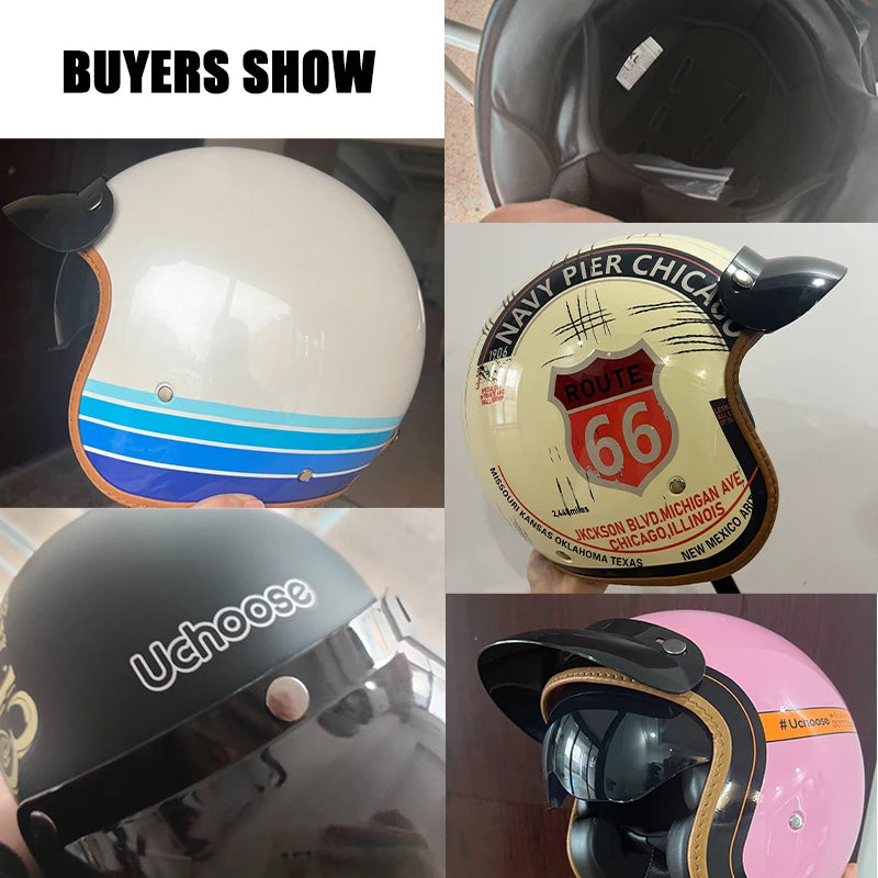 DOT Certificated Retro Motorcycle Helmet Cafe Racer Open Face Casco Moto Motorcycle Accessories Men Moto Helmets