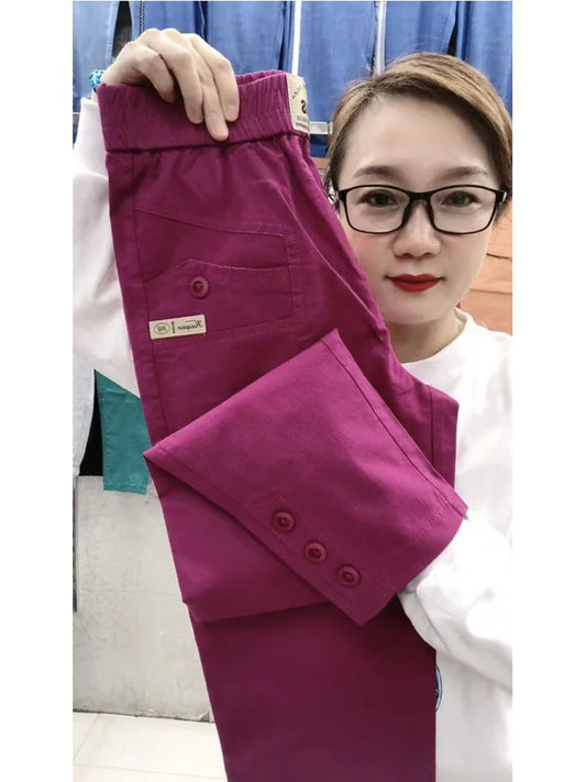 Women Cotton Linen Harun Pants Summer Loose New 2023 Ladies High Waist Versatile Thin Slim Casual Pants Female Nine-Point Pants