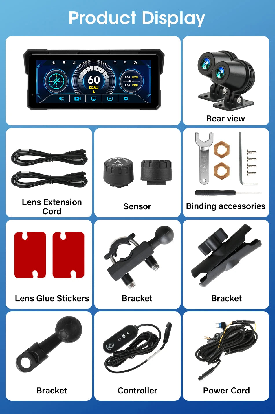 7/8.1'' 4K&1080P Motorcycle DVR GPS Navigation Wireless CarPlay Android Auto Screen Digital Motorbike Dashboard Moto Accessories