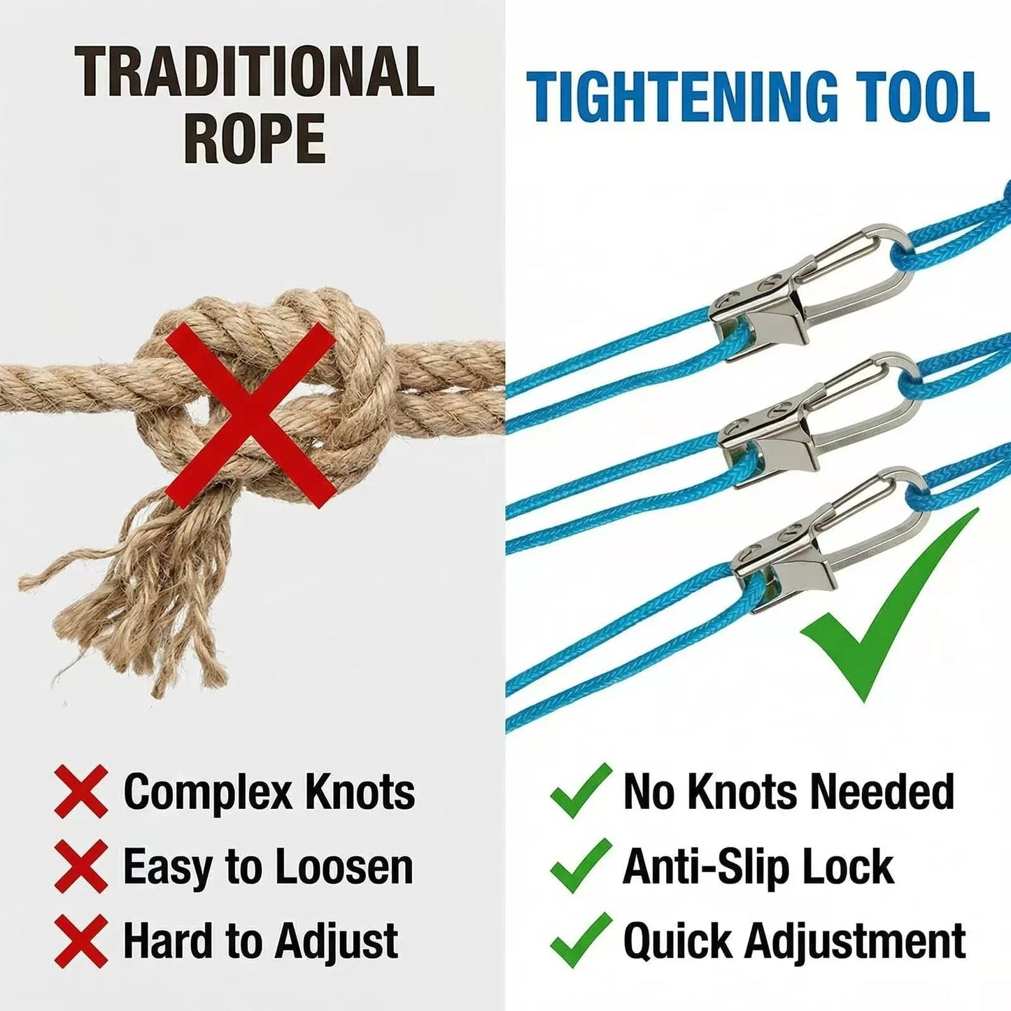2-6 Set Rope Tying Tool and Tensioner with Roller Tensioner Retractable Buckle with Accessory Rope Suitable for Camping