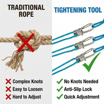 2-6 Set Rope Tying Tool and Tensioner with Roller Tensioner Retractable Buckle with Accessory Rope Suitable for Camping