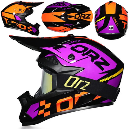 DOT Approved Off Road Helmet with Goggles Motocross Helmet Dirt Bike ATV Motorcycle Helmet Moped Dirtbike Racing Dirtbike Helmet