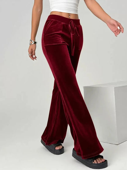 2025 autumn and winter women's micro flared pants slim fit and slimming casual flared pants velvet pants